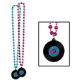 Rock & Roll Beads w/ Rock & Roll Record Medallion